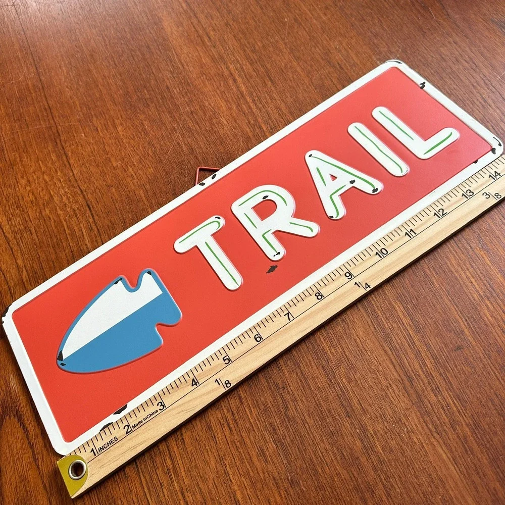 TWO Embossed Metal Trail Arrowhead Hiking Decor 14